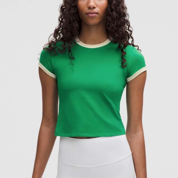 lululemon athletica Tops - Lululemon Organic Cotton Cotton Ringer Baby Tee • Raceway Green • Sz M